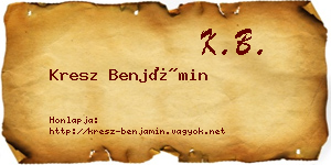 Kresz Benjámin névjegykártya