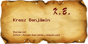 Kresz Benjámin névjegykártya